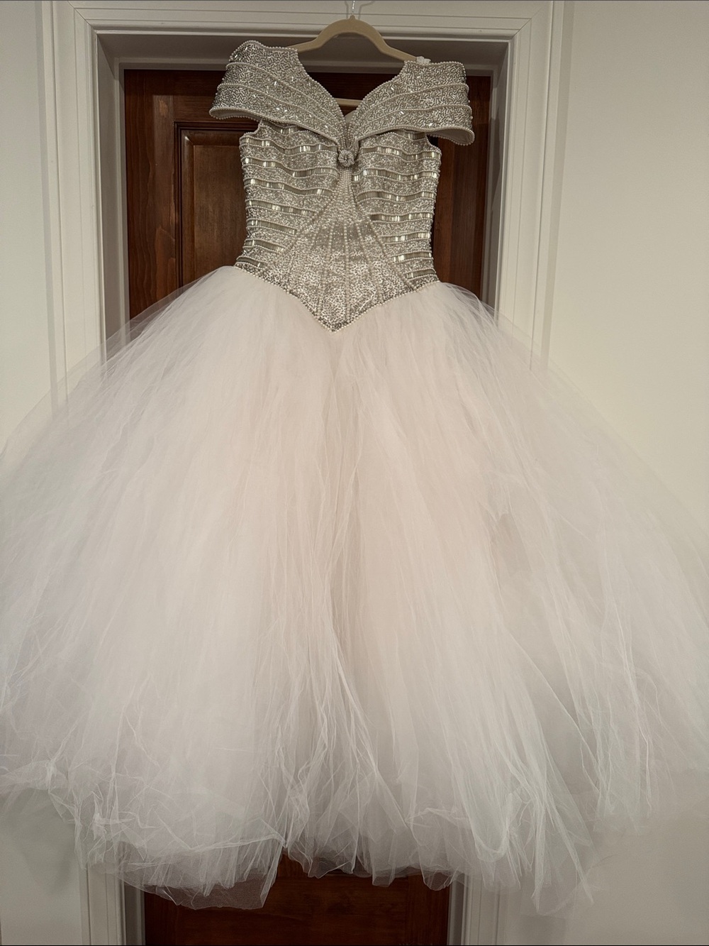 Vintage Designer Wedding Dress with Beaded Bodice